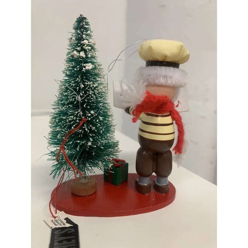 1993 Kurt Adler Wood Christmas Carol Ornament Hersheys Chocolate Elf Singing
